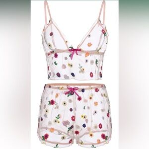 2 Piece Floral Sheer Lingerie Set